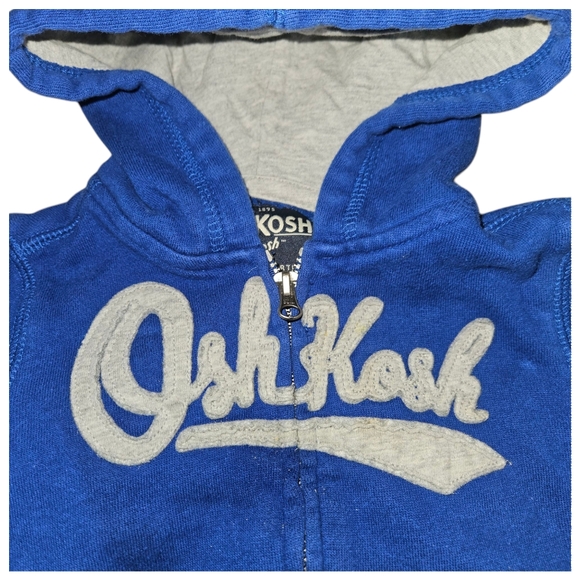 OshKosh Bgosh Baby 18m Logo Zip Jacket Blue Hoodie Warm Multi Season - Picture 2 of 6